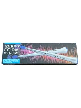 NWT Brookstone Electronic Drumsticks Set of 2 Silver & Blue